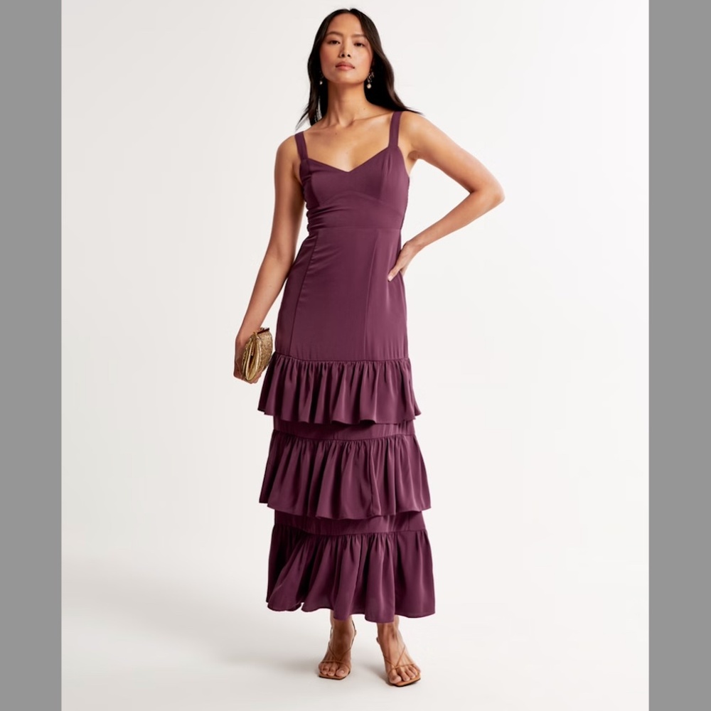 Abercrombie & Fitch Burgundy Spring Maxi Dress